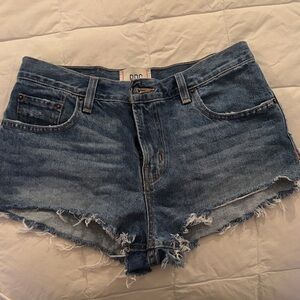 BDG Blue Jean Shorts with Frayed Hem
